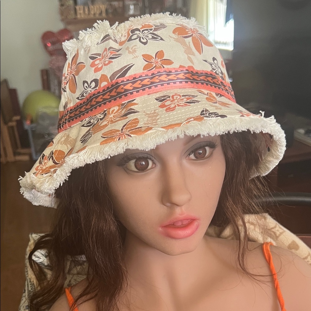 #1432** Chic Moana Floral Frayed-Edge Bucket Hat